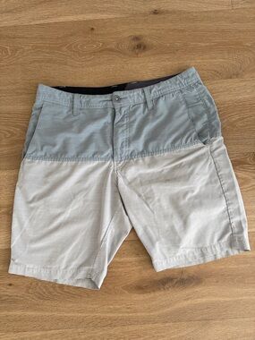Volcom Two-Tone Light Blue and Light Gray Flat-Front Shorts